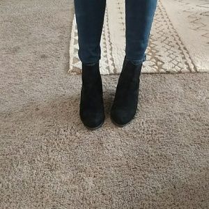 SOLD- Black ankle booties size 9 peekaboo ankle